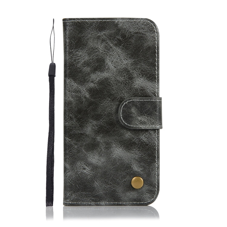 For OnePlus 6T Retro Copper Buckle Crazy Horse Horizontal Flip PU Leather Case with Holder & Card Slots & Wallet & Lanyard