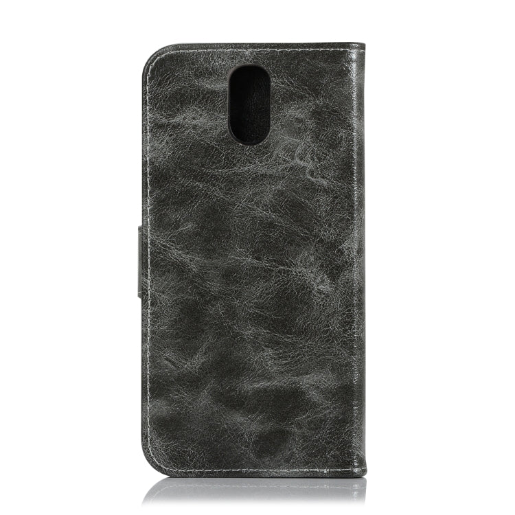 For OnePlus 6T Retro Copper Buckle Crazy Horse Horizontal Flip PU Leather Case with Holder & Card Slots & Wallet & Lanyard