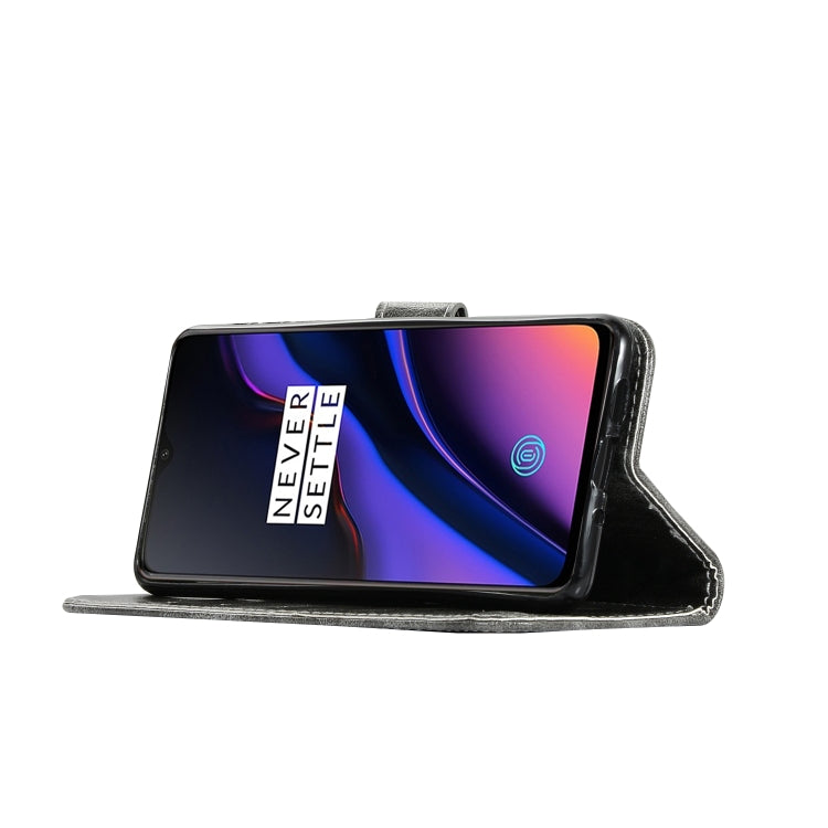 For OnePlus 6T Retro Copper Buckle Crazy Horse Horizontal Flip PU Leather Case with Holder & Card Slots & Wallet & Lanyard