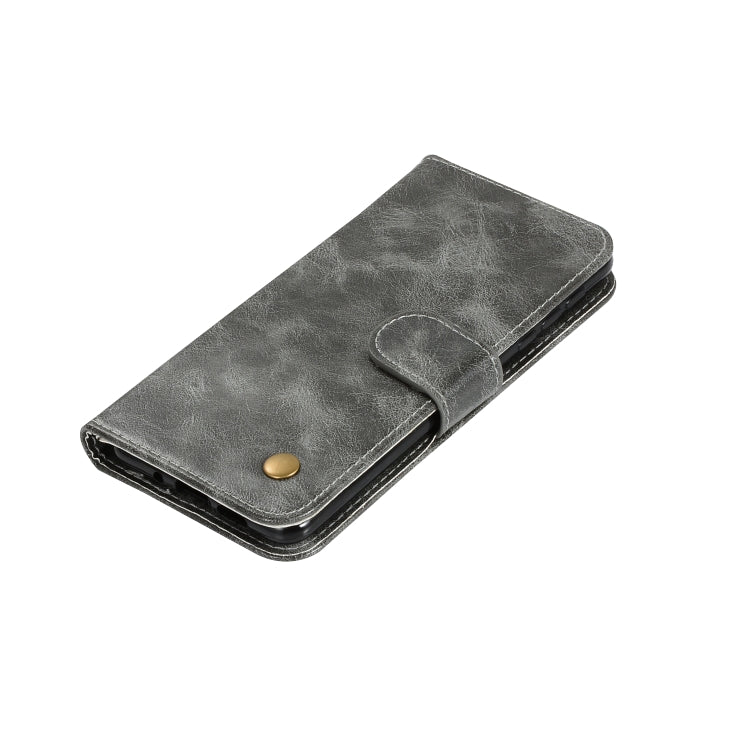 For OnePlus 6T Retro Copper Buckle Crazy Horse Horizontal Flip PU Leather Case with Holder & Card Slots & Wallet & Lanyard