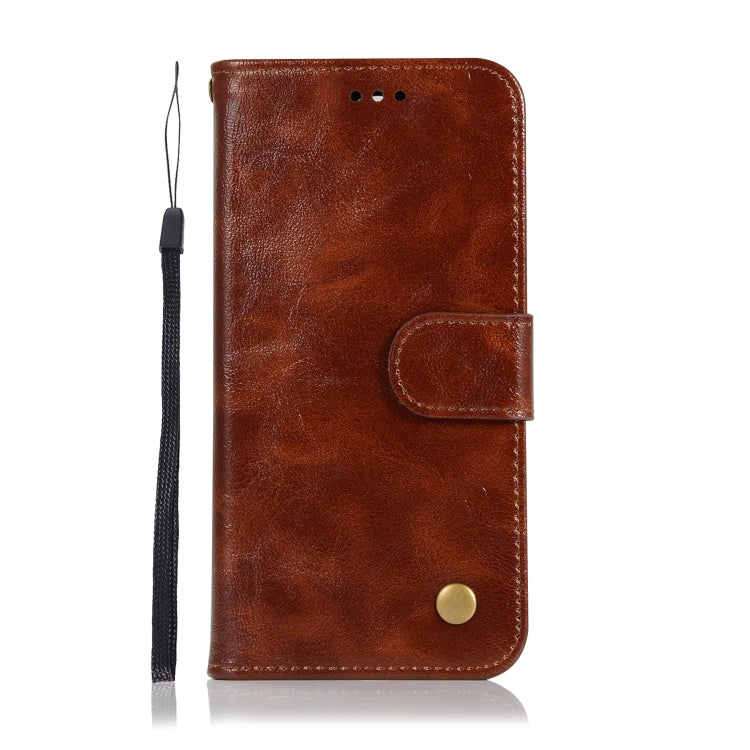 For OnePlus 6T Retro Copper Buckle Crazy Horse Horizontal Flip PU Leather Case with Holder & Card Slots & Wallet & Lanyard