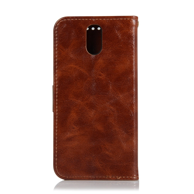 For OnePlus 6T Retro Copper Buckle Crazy Horse Horizontal Flip PU Leather Case with Holder & Card Slots & Wallet & Lanyard