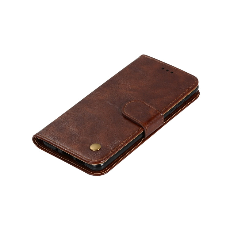 For OnePlus 6T Retro Copper Buckle Crazy Horse Horizontal Flip PU Leather Case with Holder & Card Slots & Wallet & Lanyard