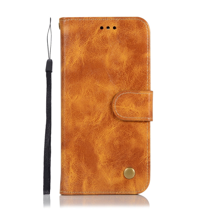 For OnePlus 6T Retro Copper Buckle Crazy Horse Horizontal Flip PU Leather Case with Holder & Card Slots & Wallet & Lanyard