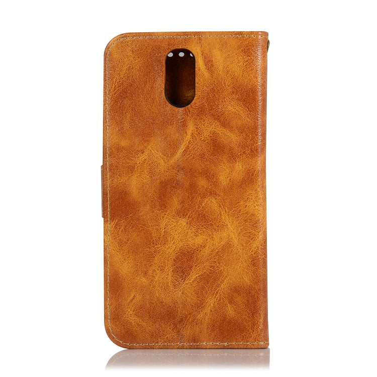 For OnePlus 6T Retro Copper Buckle Crazy Horse Horizontal Flip PU Leather Case with Holder & Card Slots & Wallet & Lanyard