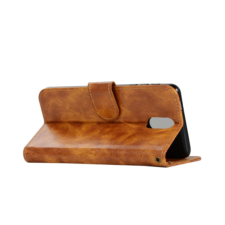 For OnePlus 6T Retro Copper Buckle Crazy Horse Horizontal Flip PU Leather Case with Holder & Card Slots & Wallet & Lanyard