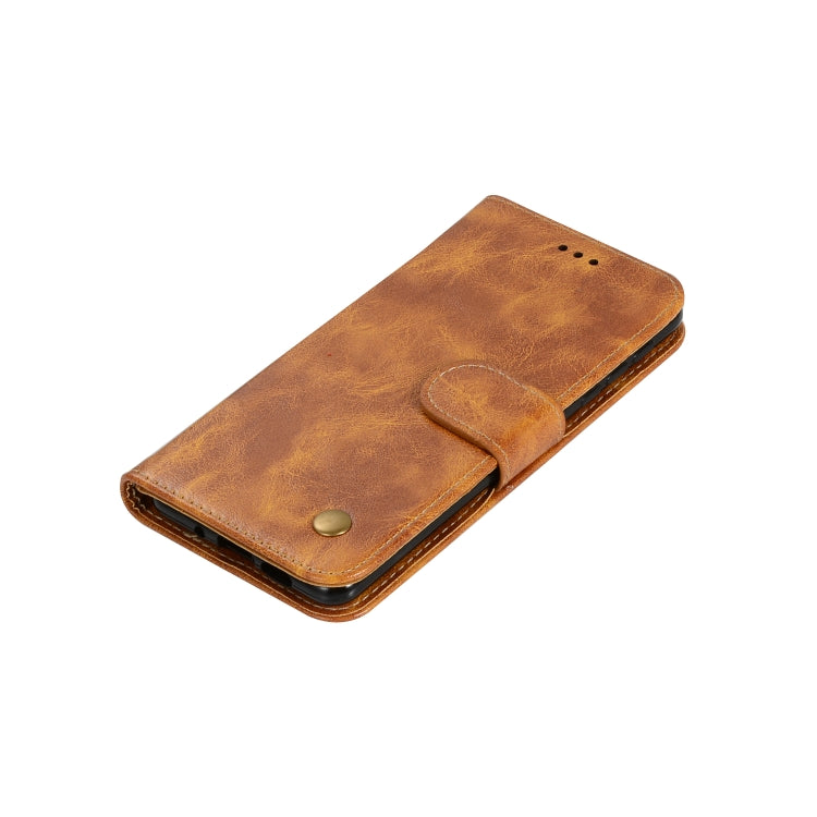 For OnePlus 6T Retro Copper Buckle Crazy Horse Horizontal Flip PU Leather Case with Holder & Card Slots & Wallet & Lanyard