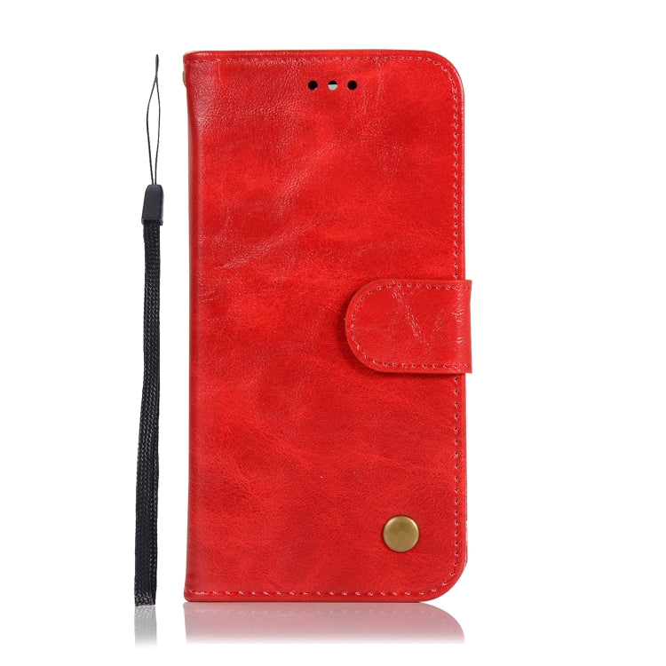 For OnePlus 6T Retro Copper Buckle Crazy Horse Horizontal Flip PU Leather Case with Holder & Card Slots & Wallet & Lanyard