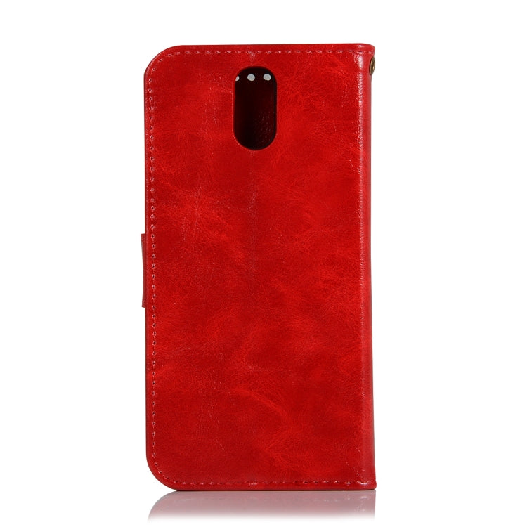 For OnePlus 6T Retro Copper Buckle Crazy Horse Horizontal Flip PU Leather Case with Holder & Card Slots & Wallet & Lanyard