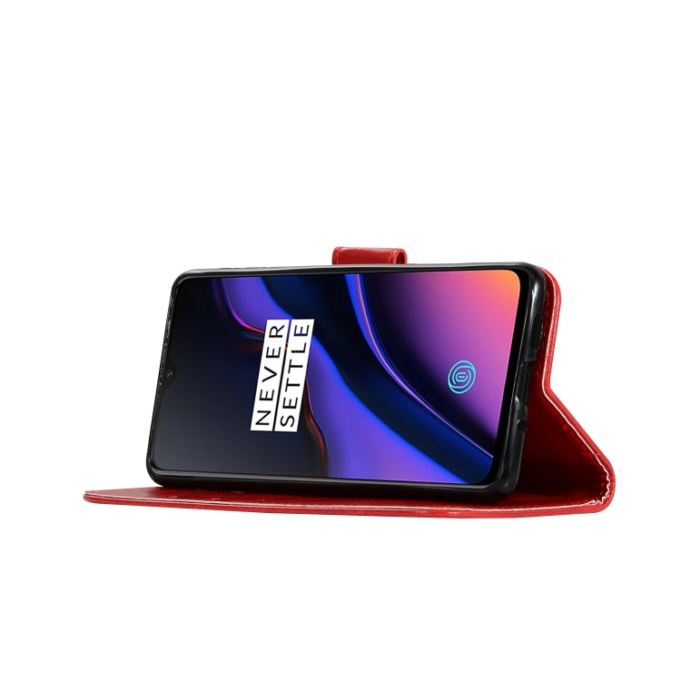 For OnePlus 6T Retro Copper Buckle Crazy Horse Horizontal Flip PU Leather Case with Holder & Card Slots & Wallet & Lanyard