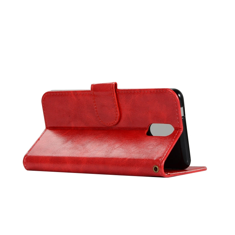 For OnePlus 6T Retro Copper Buckle Crazy Horse Horizontal Flip PU Leather Case with Holder & Card Slots & Wallet & Lanyard