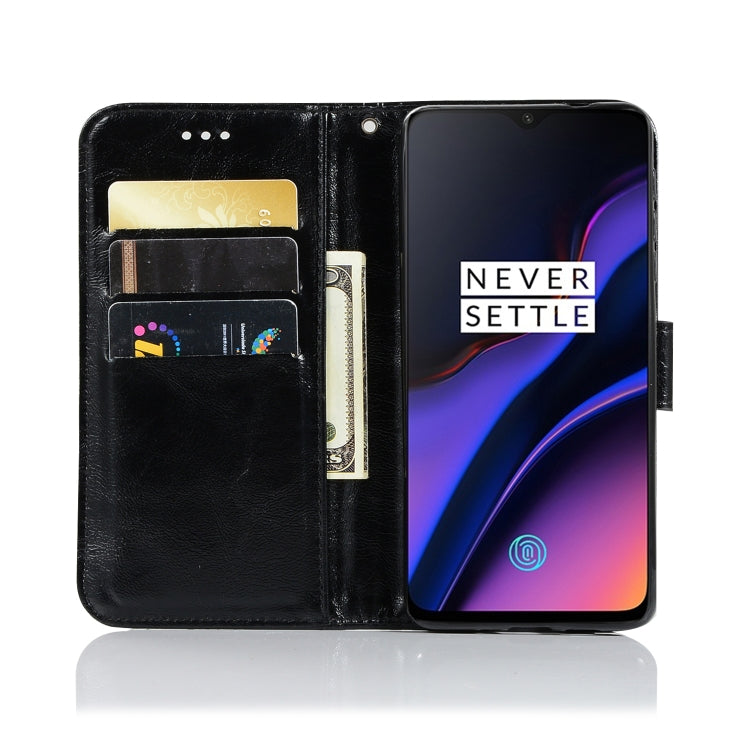 For OnePlus 6T Retro Copper Buckle Crazy Horse Horizontal Flip PU Leather Case with Holder & Card Slots & Wallet & Lanyard