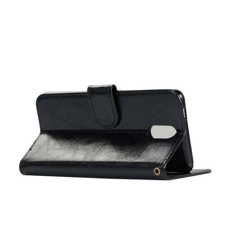 For OnePlus 6T Retro Copper Buckle Crazy Horse Horizontal Flip PU Leather Case with Holder & Card Slots & Wallet & Lanyard