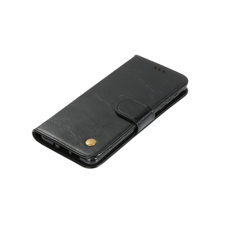 For OnePlus 6T Retro Copper Buckle Crazy Horse Horizontal Flip PU Leather Case with Holder & Card Slots & Wallet & Lanyard