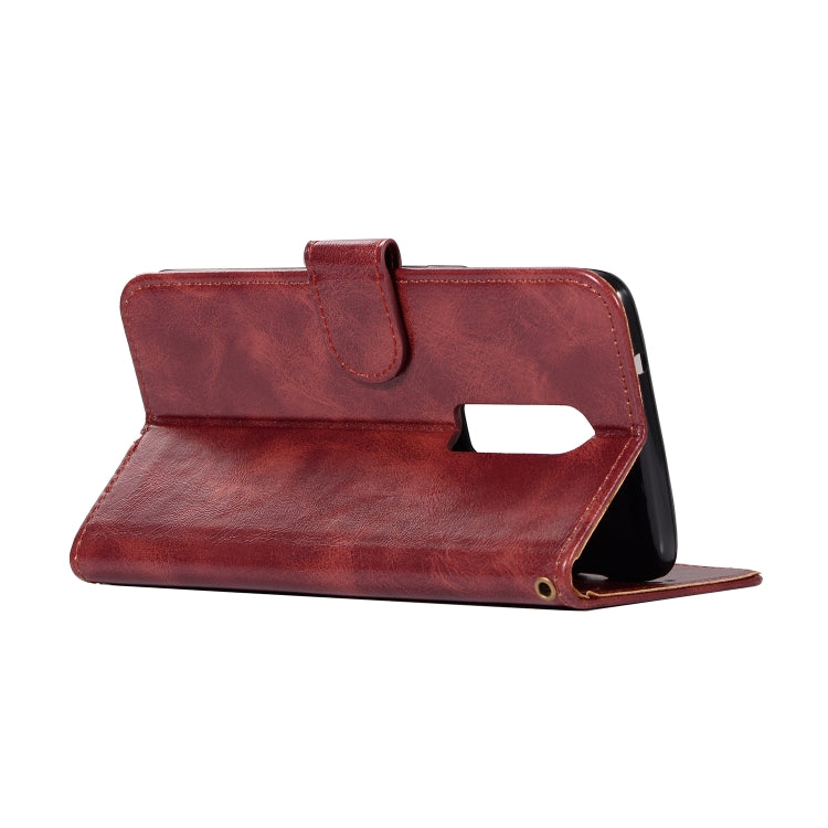 For OnePlus 6 Retro Copper Buckle Crazy Horse Horizontal Flip PU Leather Case with Holder & Card Slots & Wallet & Lanyard