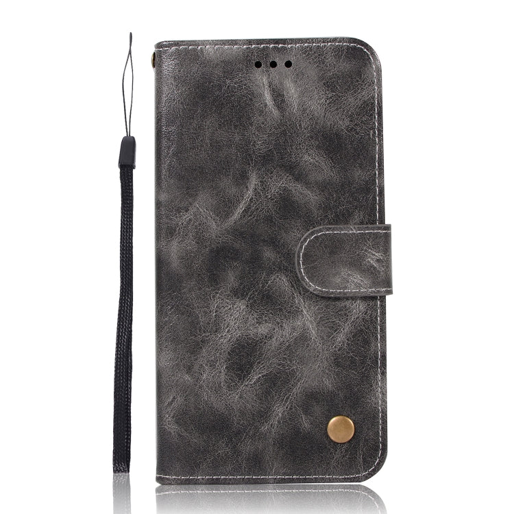For OnePlus 6 Retro Copper Buckle Crazy Horse Horizontal Flip PU Leather Case with Holder & Card Slots & Wallet & Lanyard