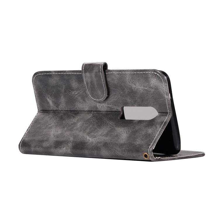 For OnePlus 6 Retro Copper Buckle Crazy Horse Horizontal Flip PU Leather Case with Holder & Card Slots & Wallet & Lanyard