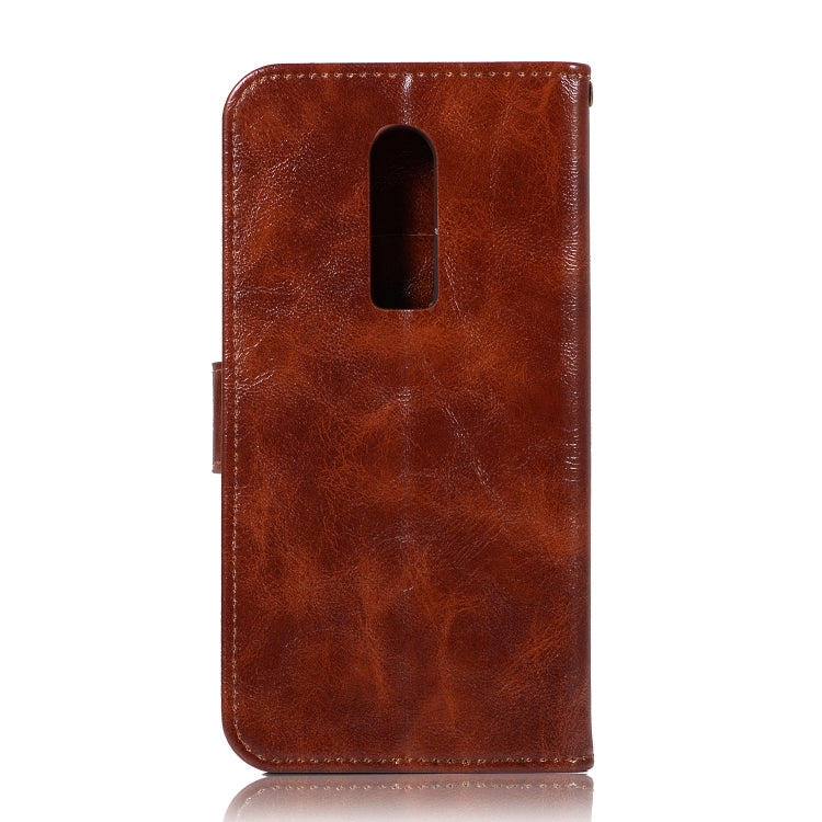 For OnePlus 6 Retro Copper Buckle Crazy Horse Horizontal Flip PU Leather Case with Holder & Card Slots & Wallet & Lanyard