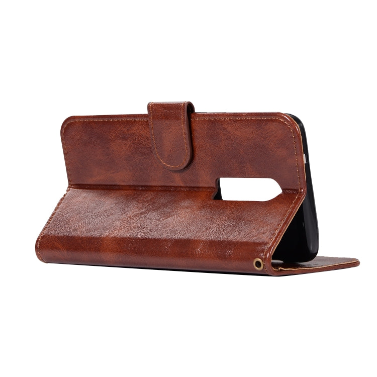 For OnePlus 6 Retro Copper Buckle Crazy Horse Horizontal Flip PU Leather Case with Holder & Card Slots & Wallet & Lanyard