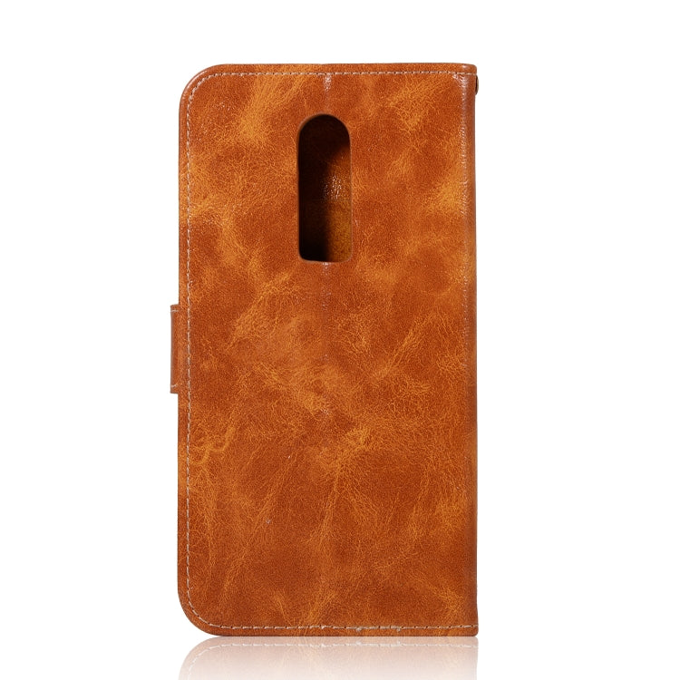 For OnePlus 6 Retro Copper Buckle Crazy Horse Horizontal Flip PU Leather Case with Holder & Card Slots & Wallet & Lanyard