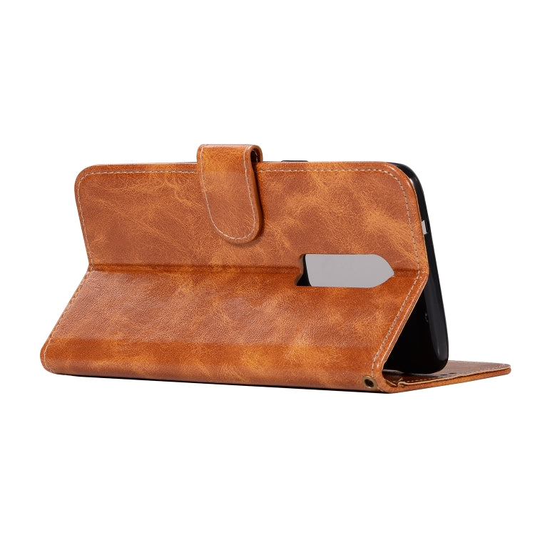 For OnePlus 6 Retro Copper Buckle Crazy Horse Horizontal Flip PU Leather Case with Holder & Card Slots & Wallet & Lanyard