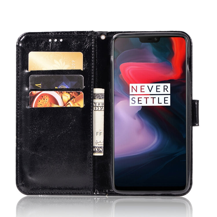 For OnePlus 6 Retro Copper Buckle Crazy Horse Horizontal Flip PU Leather Case with Holder & Card Slots & Wallet & Lanyard