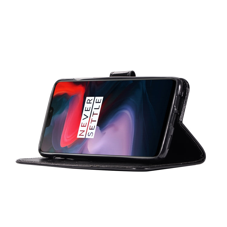 For OnePlus 6 Retro Copper Buckle Crazy Horse Horizontal Flip PU Leather Case with Holder & Card Slots & Wallet & Lanyard