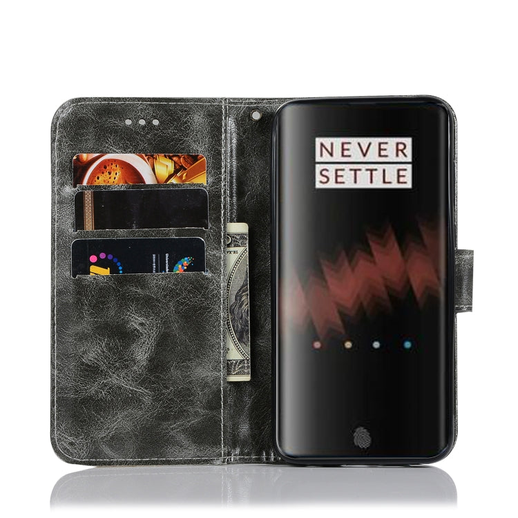 For OnePlus 7 Retro Copper Buckle Crazy Horse Horizontal Flip PU Leather Case with Holder & Card Slots & Wallet & Lanyard