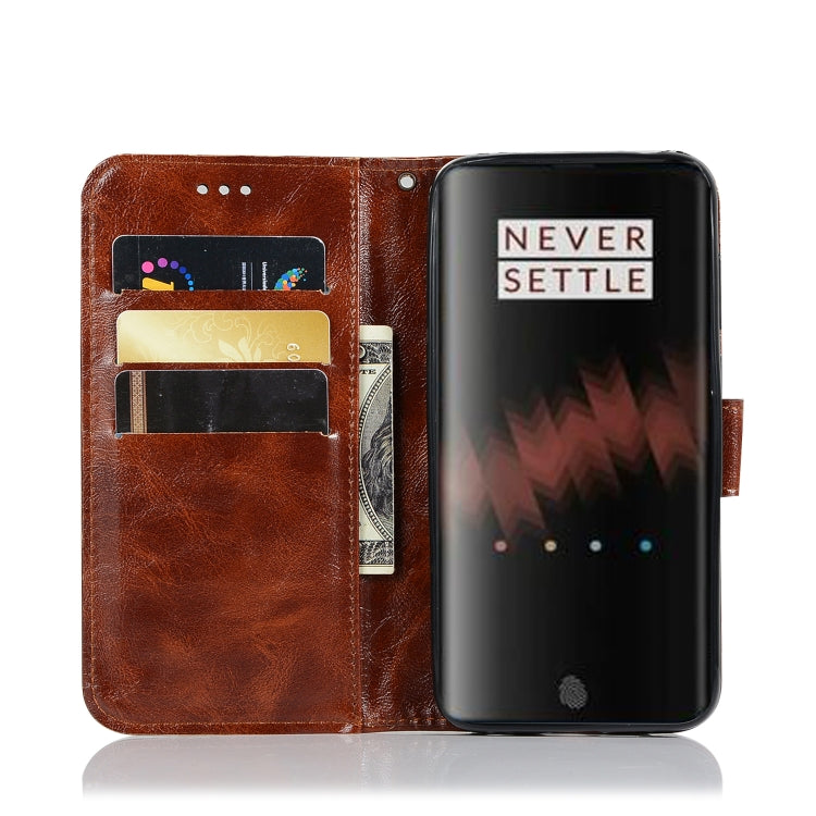 For OnePlus 7 Retro Copper Buckle Crazy Horse Horizontal Flip PU Leather Case with Holder & Card Slots & Wallet & Lanyard
