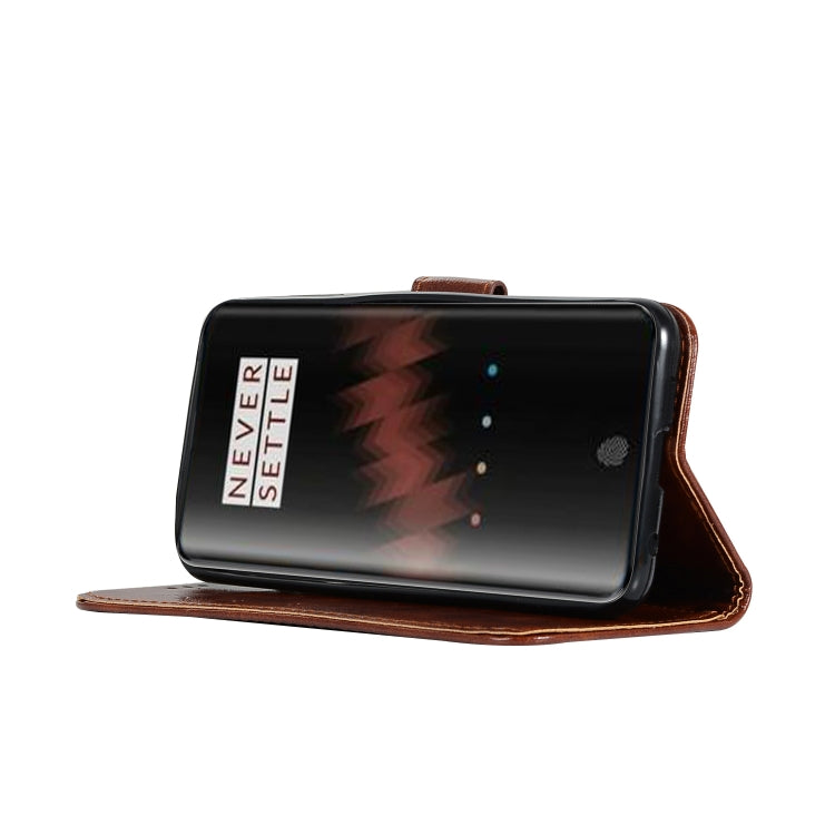 For OnePlus 7 Retro Copper Buckle Crazy Horse Horizontal Flip PU Leather Case with Holder & Card Slots & Wallet & Lanyard