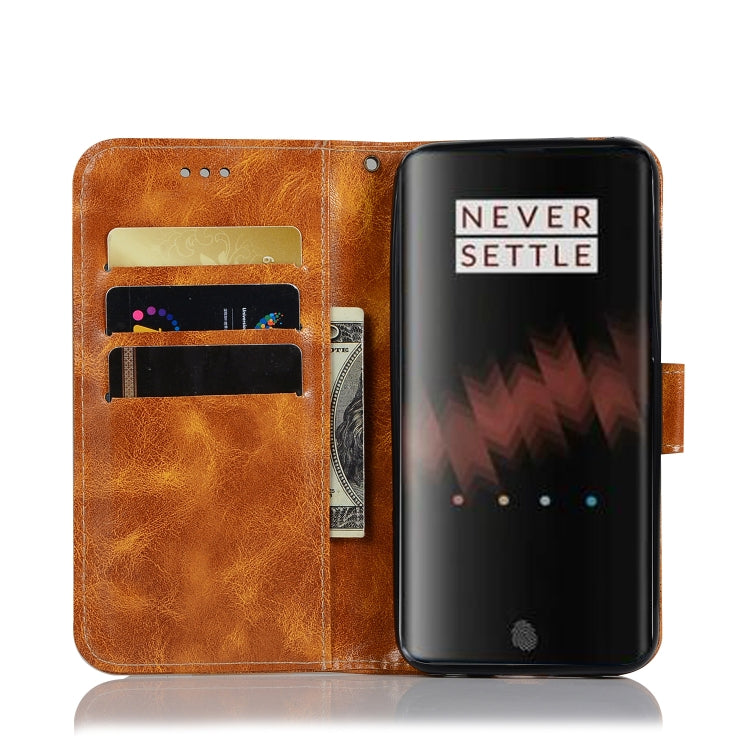 For OnePlus 7 Retro Copper Buckle Crazy Horse Horizontal Flip PU Leather Case with Holder & Card Slots & Wallet & Lanyard