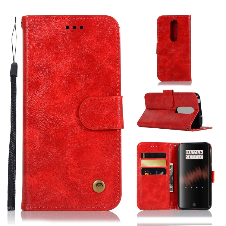 For OnePlus 7 Retro Copper Buckle Crazy Horse Horizontal Flip PU Leather Case with Holder & Card Slots & Wallet & Lanyard