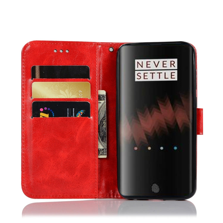 For OnePlus 7 Retro Copper Buckle Crazy Horse Horizontal Flip PU Leather Case with Holder & Card Slots & Wallet & Lanyard