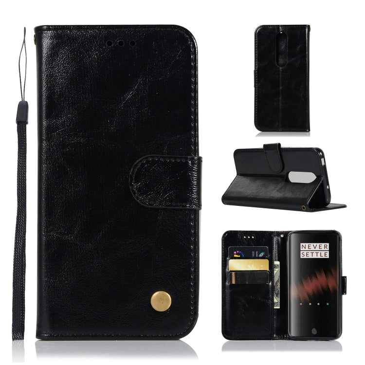 For OnePlus 7 Retro Copper Buckle Crazy Horse Horizontal Flip PU Leather Case with Holder & Card Slots & Wallet & Lanyard