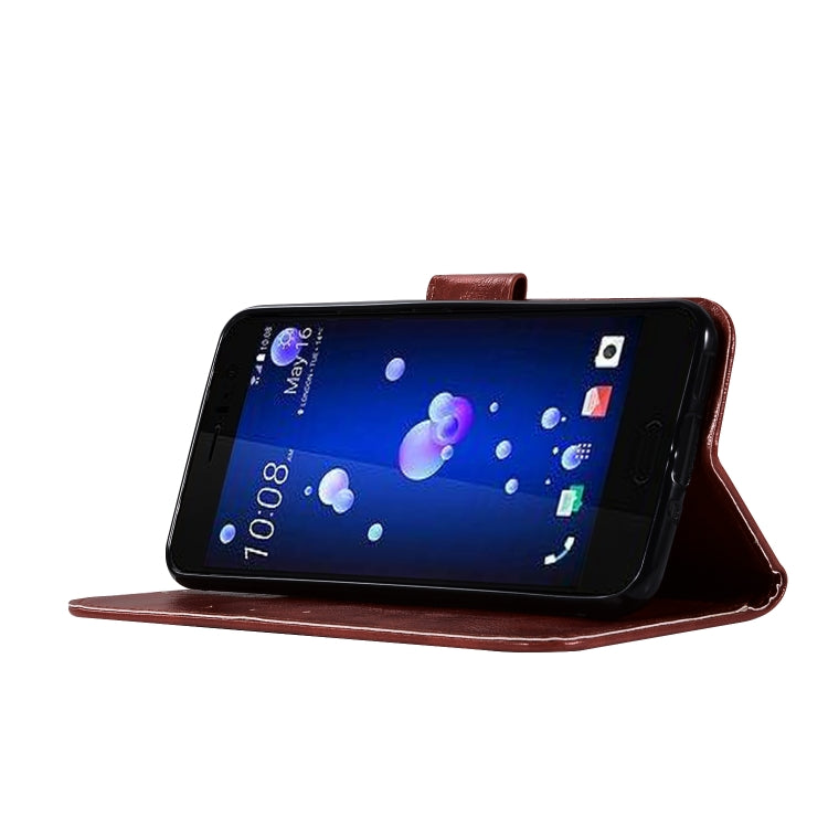 For HTC U11 Retro Copper Buckle Crazy Horse Horizontal Flip PU Leather Case with Holder & Card Slots & Wallet & Lanyard