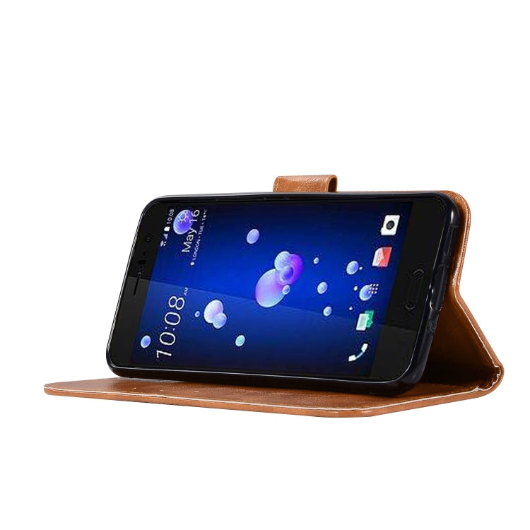 For HTC U11 Retro Copper Buckle Crazy Horse Horizontal Flip PU Leather Case with Holder & Card Slots & Wallet & Lanyard