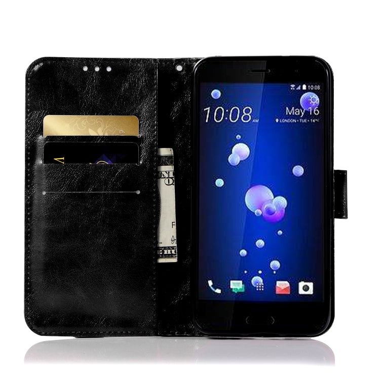 For HTC U11 Retro Copper Buckle Crazy Horse Horizontal Flip PU Leather Case with Holder & Card Slots & Wallet & Lanyard