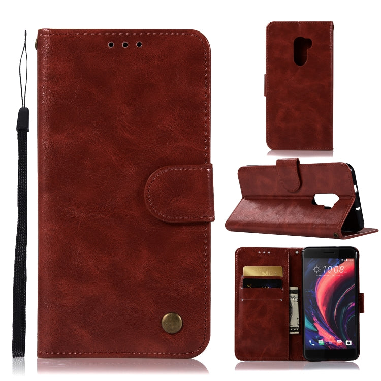 For HTC X10 Retro Copper Buckle Crazy Horse Horizontal Flip PU Leather Case with Holder & Card Slots & Wallet & Lanyard