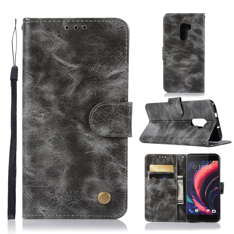 For HTC X10 Retro Copper Buckle Crazy Horse Horizontal Flip PU Leather Case with Holder & Card Slots & Wallet & Lanyard