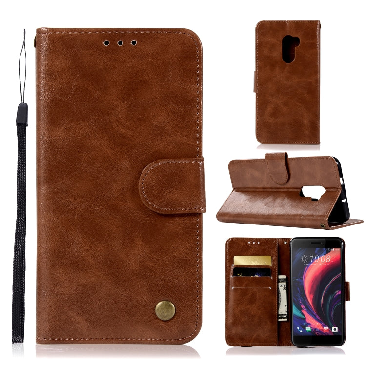 For HTC X10 Retro Copper Buckle Crazy Horse Horizontal Flip PU Leather Case with Holder & Card Slots & Wallet & Lanyard