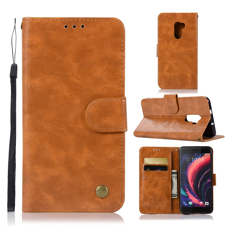 For HTC X10 Retro Copper Buckle Crazy Horse Horizontal Flip PU Leather Case with Holder & Card Slots & Wallet & Lanyard