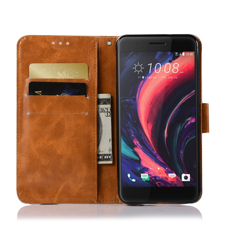 For HTC X10 Retro Copper Buckle Crazy Horse Horizontal Flip PU Leather Case with Holder & Card Slots & Wallet & Lanyard