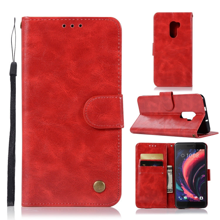 For HTC X10 Retro Copper Buckle Crazy Horse Horizontal Flip PU Leather Case with Holder & Card Slots & Wallet & Lanyard