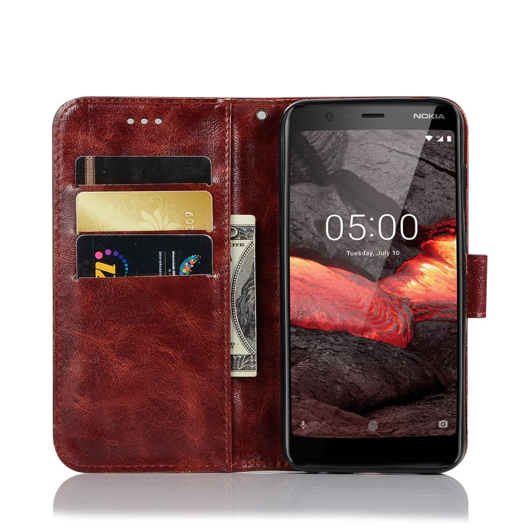 For Nokia 5.1 Retro Copper Buckle Crazy Horse Horizontal Flip PU Leather Case with Holder & Card Slots & Wallet & Lanyard