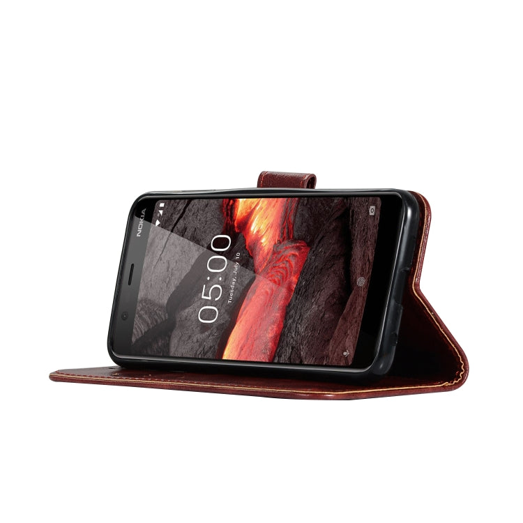 For Nokia 5.1 Retro Copper Buckle Crazy Horse Horizontal Flip PU Leather Case with Holder & Card Slots & Wallet & Lanyard