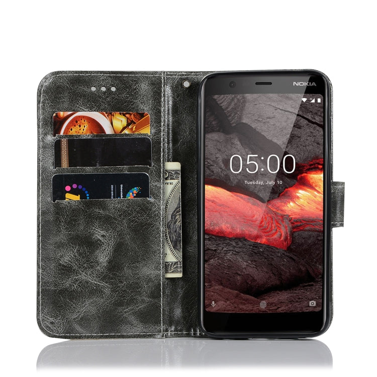 For Nokia 5.1 Retro Copper Buckle Crazy Horse Horizontal Flip PU Leather Case with Holder & Card Slots & Wallet & Lanyard