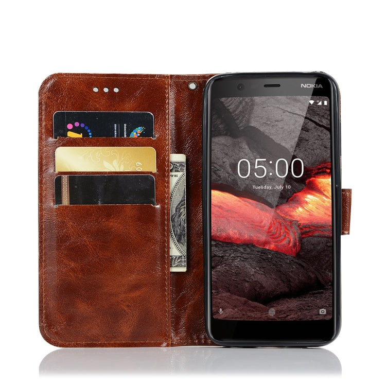 For Nokia 5.1 Retro Copper Buckle Crazy Horse Horizontal Flip PU Leather Case with Holder & Card Slots & Wallet & Lanyard