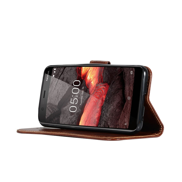 For Nokia 5.1 Retro Copper Buckle Crazy Horse Horizontal Flip PU Leather Case with Holder & Card Slots & Wallet & Lanyard