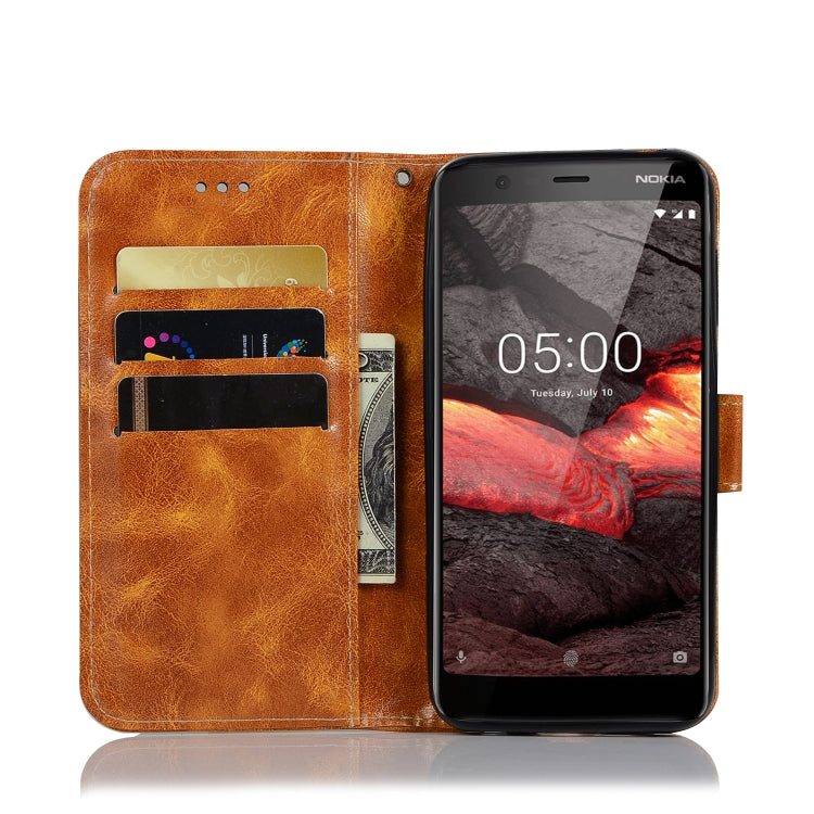 For Nokia 5.1 Retro Copper Buckle Crazy Horse Horizontal Flip PU Leather Case with Holder & Card Slots & Wallet & Lanyard