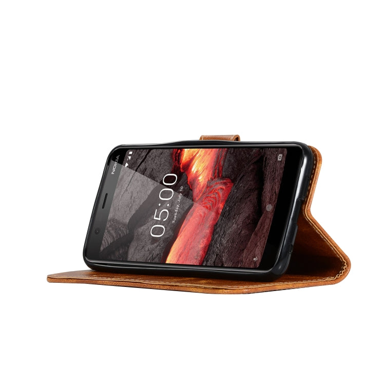 For Nokia 5.1 Retro Copper Buckle Crazy Horse Horizontal Flip PU Leather Case with Holder & Card Slots & Wallet & Lanyard